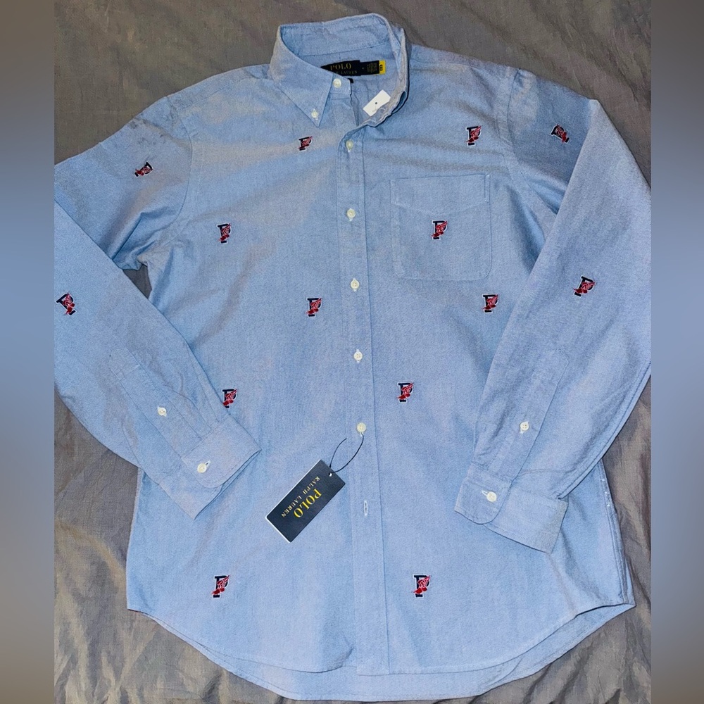 VERY RARE HARD TO FIND POLO RALPH LAUREN P-WING LOGO OXFORD SHIRT - Picture 2 of 11